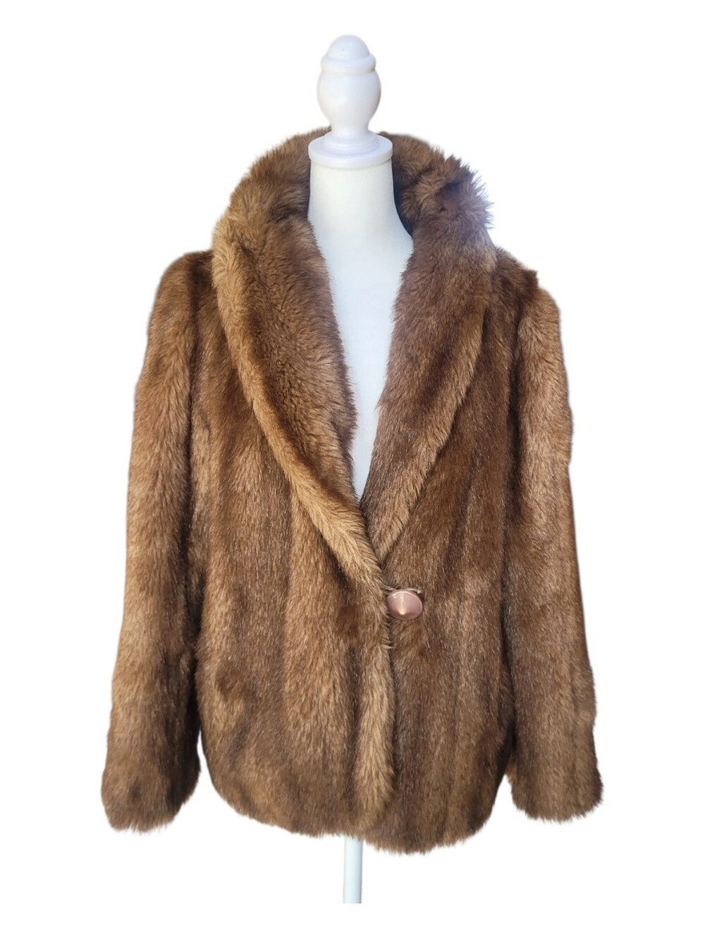 Vintage Sportowne Classic Chestnut Brown Faux Fur Jacket Women's